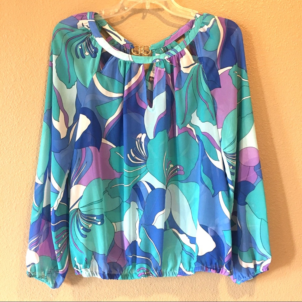 Jennifer Lopez Long Sleeved Sheer Top Size Small